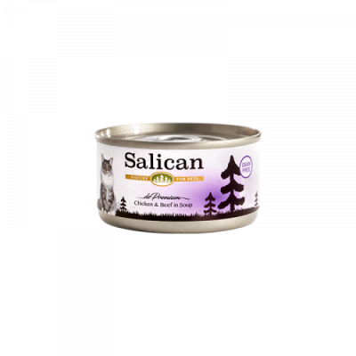 SALICAN 鮮雞肉+牛肉貓罐頭（清湯）CHICKEN & BEEF IN SOUP 主食罐 - 85G