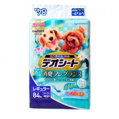 Unicharm 消臭大師 特厚型庭園香M碼狗尿墊(44x32cm) 84片裝 x 6包原箱優惠