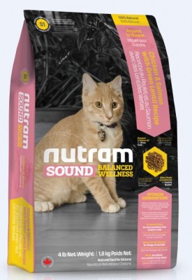 Nutram (S1) 雞肉、三文魚及扁碗豆配方 幼貓糧 1.8kg