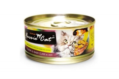 Fussie Cat 吞拿魚+ BB蜆貓罐頭 80g