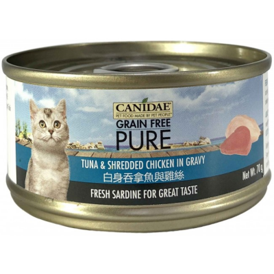 CANIDAE® PURE 白身吞拿魚與雞絲貓罐頭 (肉絲) 70g