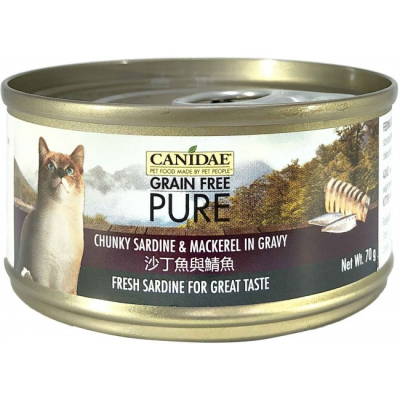 CANIDAE® PURE 沙丁魚與鯖魚貓罐頭 (肉塊) 70g