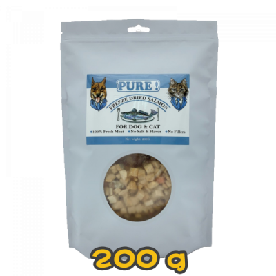 PURE! 貓犬脫水小食 (三文魚肉)200g (獨立包裝)