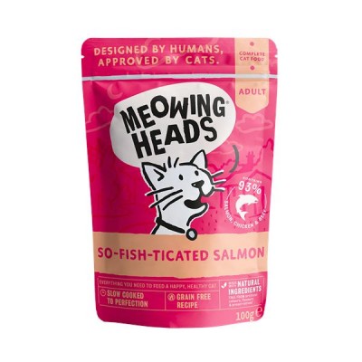 Meowing Heads無穀物成貓用主食濕包-93%三文魚、雞肉&草飼牛100g