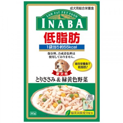 INABA - IRD-03 低脂肪軟包狗糧 ( 雞肉+綠黃色野菜 ) 80g