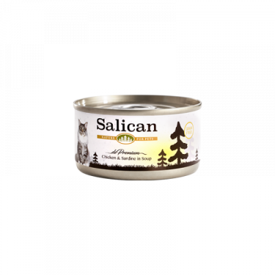 Salican 鮮雞肉+沙甸魚貓罐頭（清湯）Chicken & Sardine in Soup 主食罐 - 85g